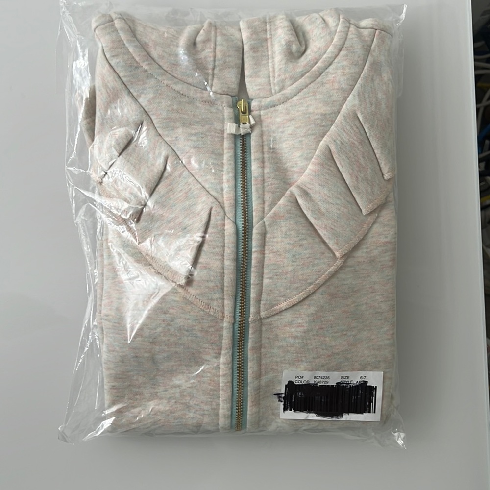 NWT / J.Crew Girls' pop-zipper ruffle hoodie - Picture 2 of 2